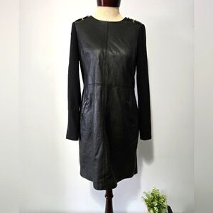 Michael Kors Lambs Leather Black Dress. Size 8